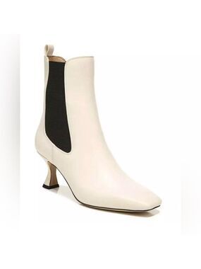 Sam Edelman Lani Kitten Heel Leather Ankle Boots in Ivory - NWT